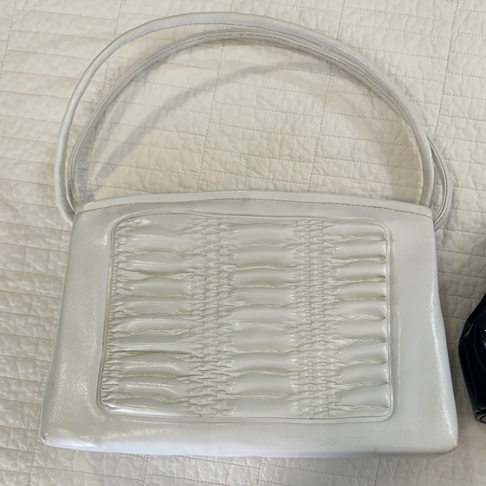 2pc Patent Mini Bag Set White & Black Y2K 90s Shoulder Clutch Bundle - Picture 3 of 10